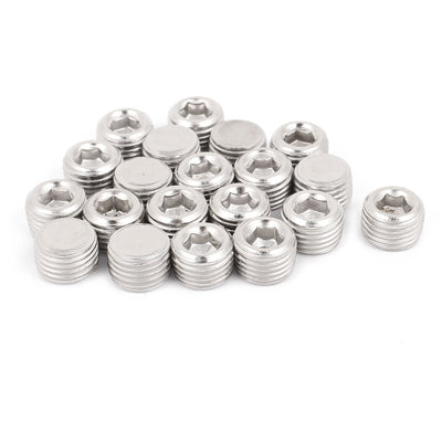 uxcell Uxcell 1/4 BSP Male Thread 9mm Height Hex Socket Head Pipe Connector Fitting 20pcs