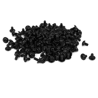 Harfington Uxcell Computer PC Case Phillips Washer Motherboard Screw Black PWM3 x 5mm 200pcs