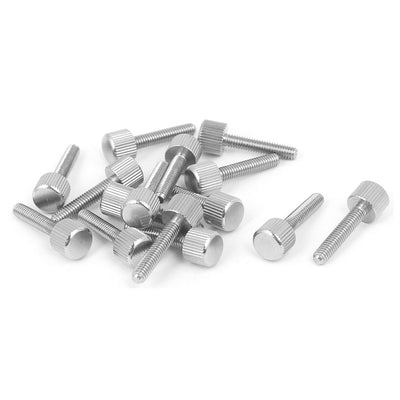 Harfington Uxcell Computer PC Case Stainless Steel Flat Head Knurled Thumb Screw M4 x 20mm 15pcs
