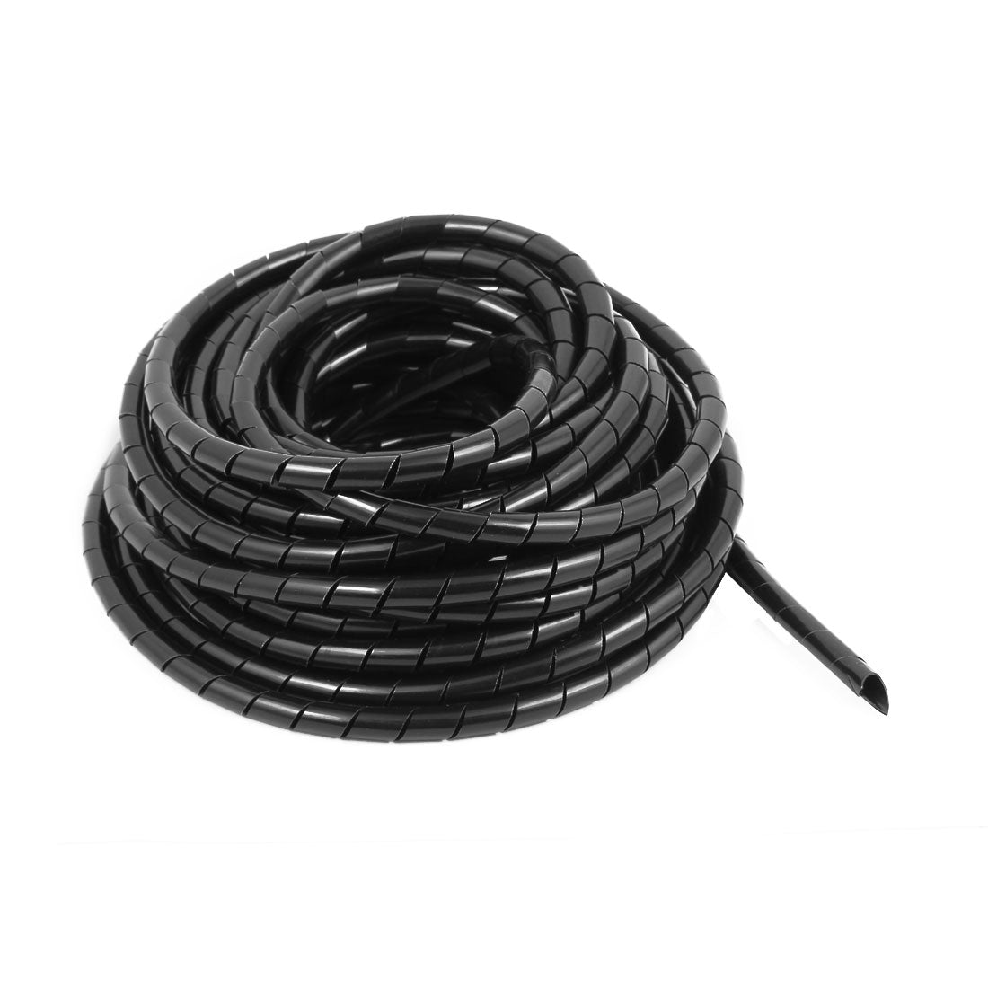 uxcell Uxcell 8mm Dia 10.5M Length Cable Wire Tidy Wrap Spiral Wrapping Band Organizer Black