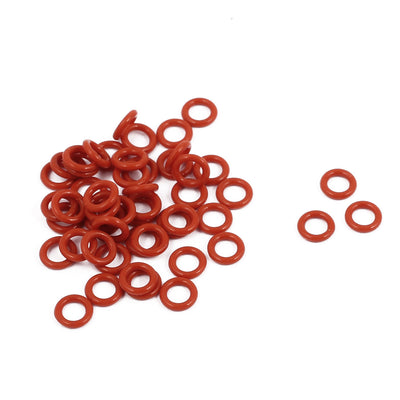 uxcell Uxcell 50Pcs 5mm x 1mm Rubber O-rings NBR Heat Resistant Sealing Ring Grommets Red