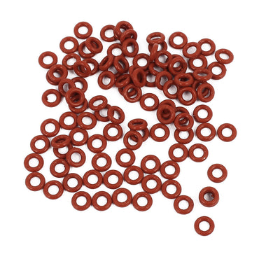 Harfington Uxcell 100Pcs 4mm x 1mm Rubber O-rings NBR Heat Resistant Sealing Ring Grommets Red