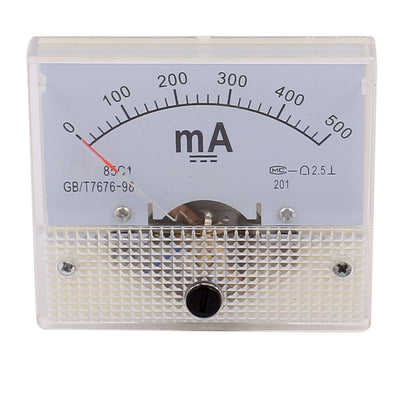 Harfington Uxcell Pointer Needle DC 0-500mA Rectangle Panel Current Analog Gauge Tester Ammeter