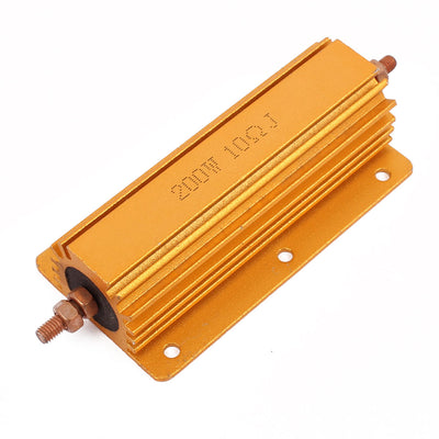 Harfington Uxcell 5% 200W 10 Ohm Axial Lead Gold Tone Heatsink Aluminum Clad Resistor