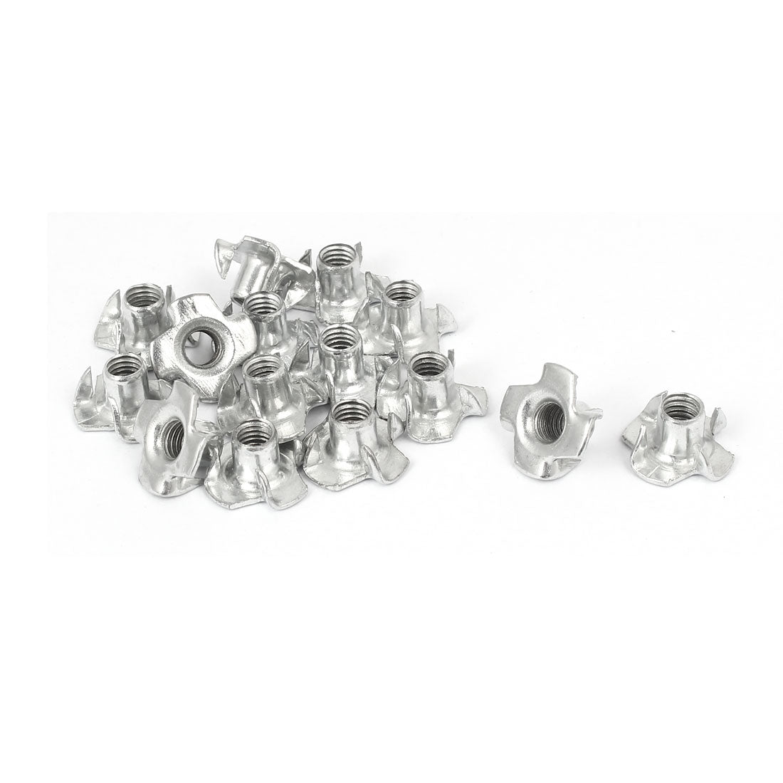 uxcell Uxcell Furniture M6 Thread 9mm Length Metal 4 Prong Tee Nuts Insert Connectors 15pcs