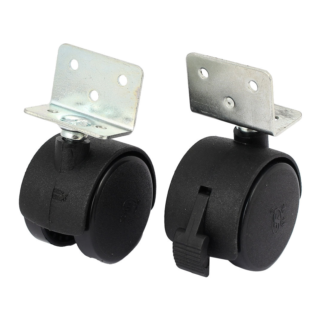 uxcell Uxcell 38mm 1.5" Dia Wheel Top Plate Rotatable Universal Swivel Brake Caster Black 2pcs