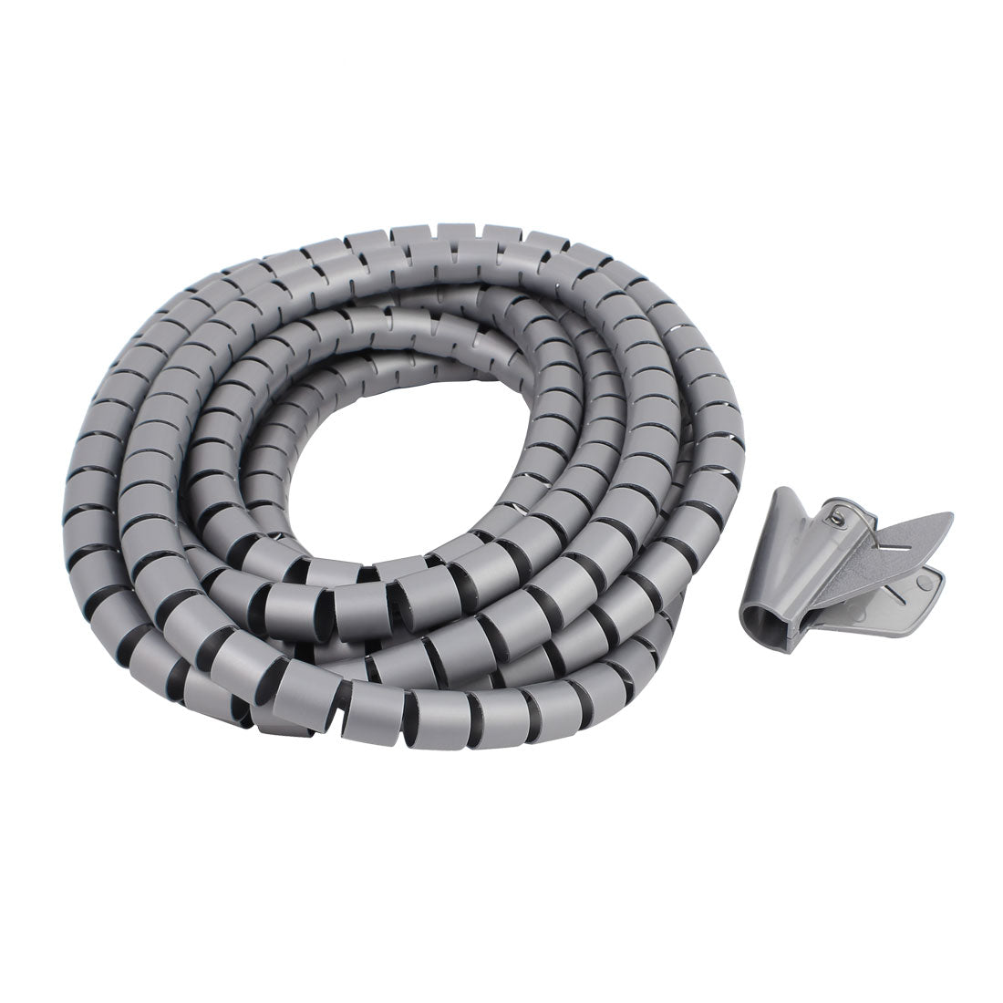 uxcell Uxcell 20mm Flexible Spiral Tube Cable Wire Wrap Computer Manage Cord Gray 5M w Clip