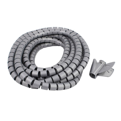 Harfington Uxcell 20mm Flexible Spiral Tube Cable Wire Wrap Computer Manage Cord Gray 5M w Clip