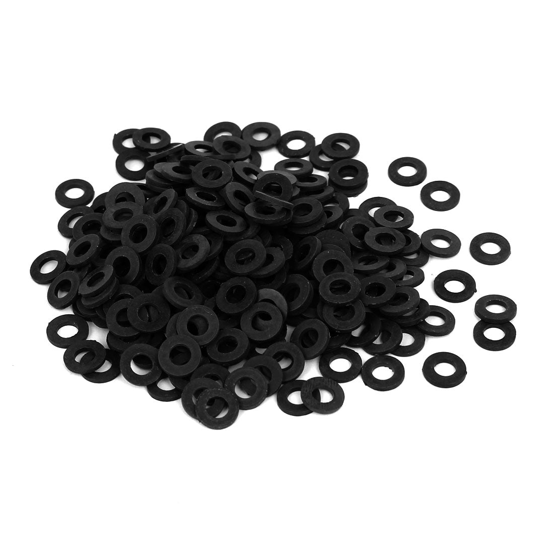 uxcell Uxcell 4mm x 8mm x 1mm Nylon Flat Washers Spacers Gaskets Fastener Black 300PCS