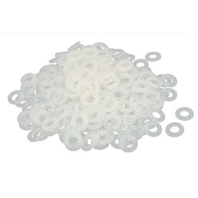 Harfington Uxcell M8 x 16mm x 1.4mm Nylon Flat Washers Spacers Gaskets Fastener Grey White 400PCS
