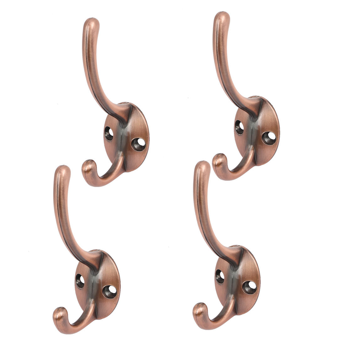 uxcell Uxcell Bedroom Robe Towel Hanging Vintage Style Double Hanger Hooks Copper Tone 4pcs