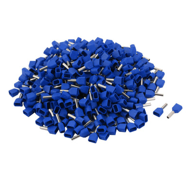 uxcell Uxcell 1000Pcs TE2510 Dual Wire Insulated Ferrule Terminal Blue