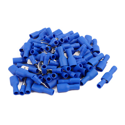 uxcell Uxcell 100PCS Blue Insulated Electrical connectors Spade Male & Female Crimp Terminals Kits 16-14AWG