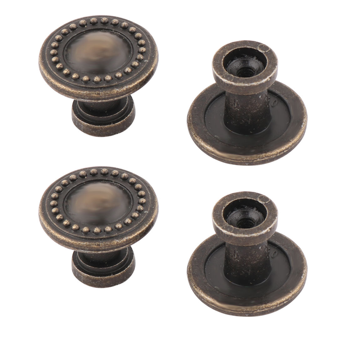 uxcell Uxcell Household Metal Round Shape Retro Style Cabinet Cupboard Door Handle Pull Knob Bronze Tone 4 Pcs
