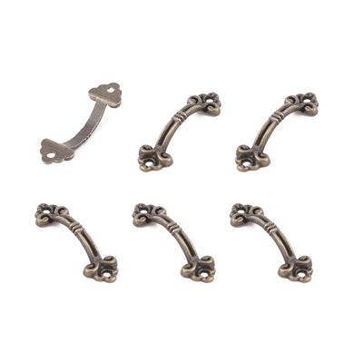 Harfington Uxcell Metal Vintage Style Furniture Drawer Box Cabinet Door Pull Handle Bronze Tone 6 Pcs