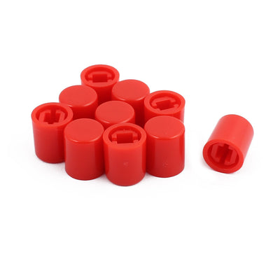 uxcell Uxcell 10Pcs Round Shaped Tactile Button Caps Covers Protector Red for 9x10.5mm Tact Switch