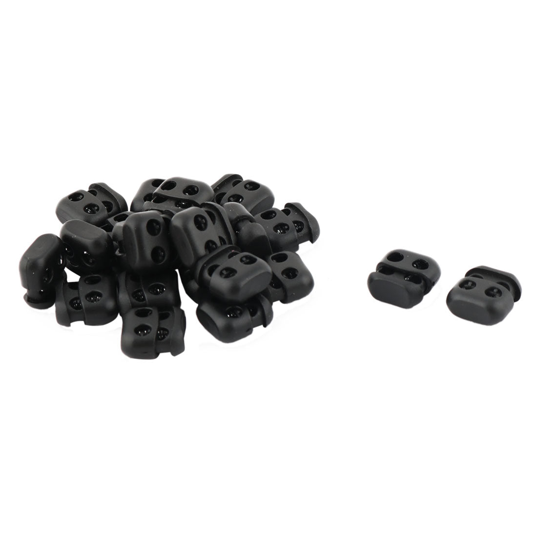 uxcell Uxcell Plastic Double Hole Toggle Stopper Coat Drawstring Cord Adjustive Lock Black 20 Pcs