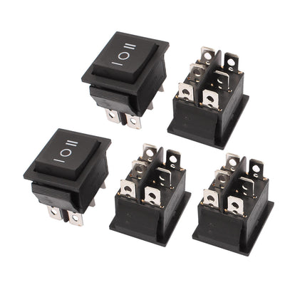 Harfington Uxcell 5 Pcs AC 250V/16A 125V/20A ON/OFF/ON DPDT 6 Pin Latching Rocker Switch