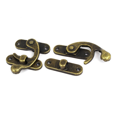 Harfington Uxcell Suitcase Trunk Box Right Swing Arm Clasp Latches Toggle Hasp Bronze Tone 4PCS