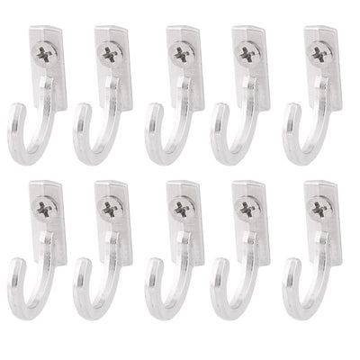Harfington Uxcell Clothes Coat Metal Wall Mounted Single Storage Hook Hangers Silver Tone 10pcs