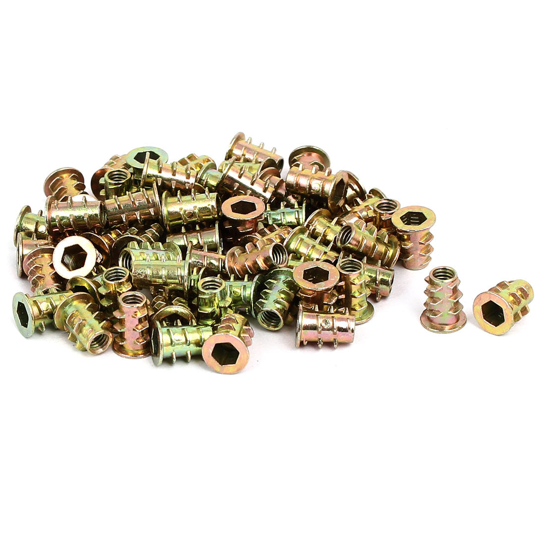 uxcell Uxcell M4x10mm Interface Hex Socket Threaded Insert Nuts 60pcs for Wood Furniture