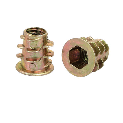Harfington Uxcell M5x10mm Interface Hex Socket Threaded Insert Nuts 30pcs for Wood Furniture