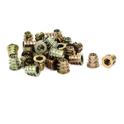Harfington Uxcell M5x10mm Interface Hex Socket Threaded Insert Nuts 30pcs for Wood Furniture