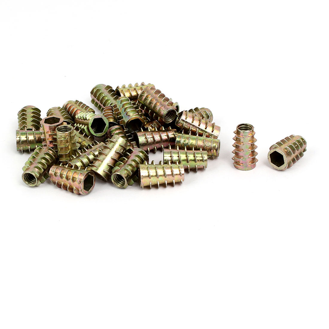 uxcell Uxcell M6x18mm Hex Socket Threaded Insert Nuts Bronze Tone 30pcs for Wood Furniture