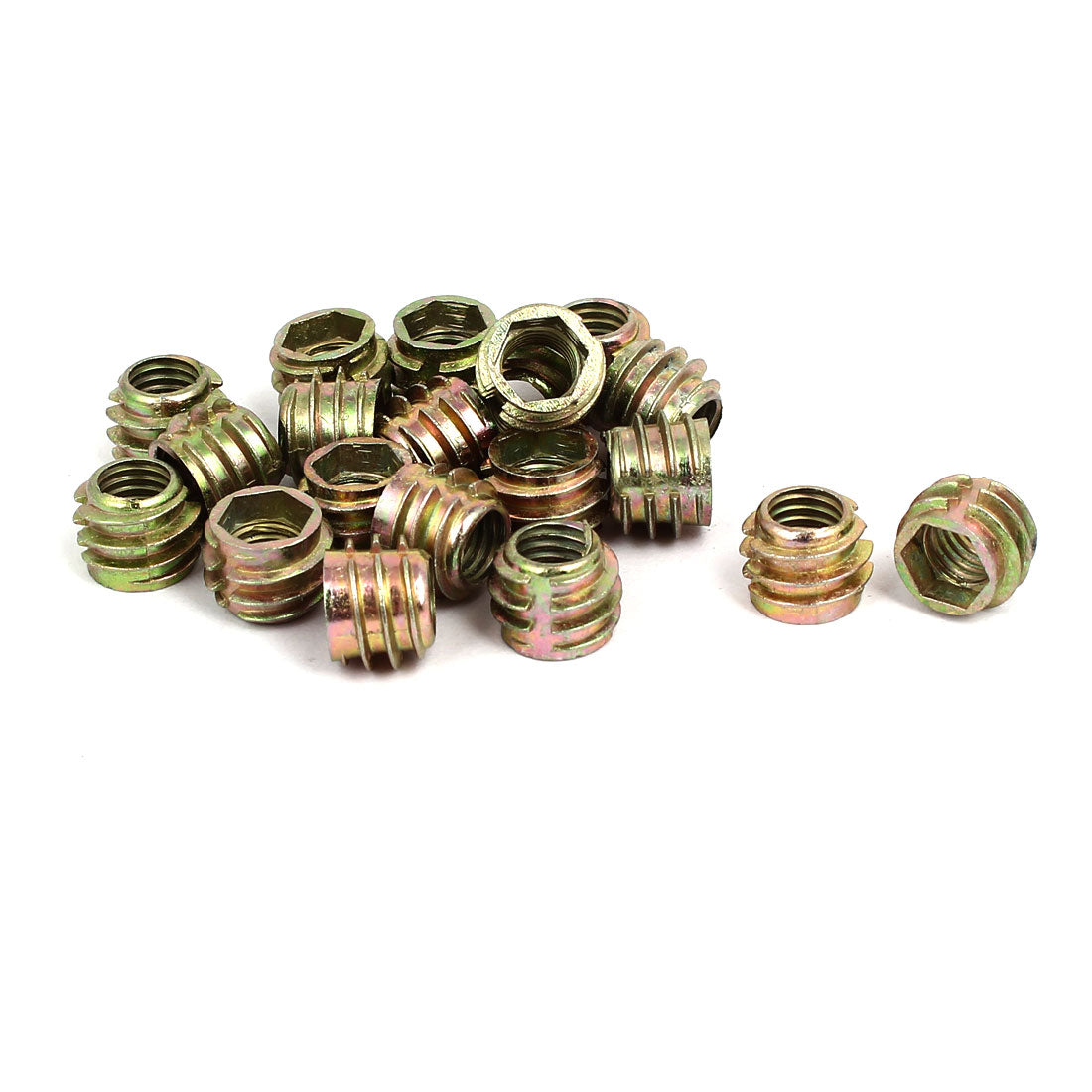 uxcell Uxcell M8x10mm Hex Socket Threaded Insert Nuts Bronze Tone 20pcs for Wood Furniture