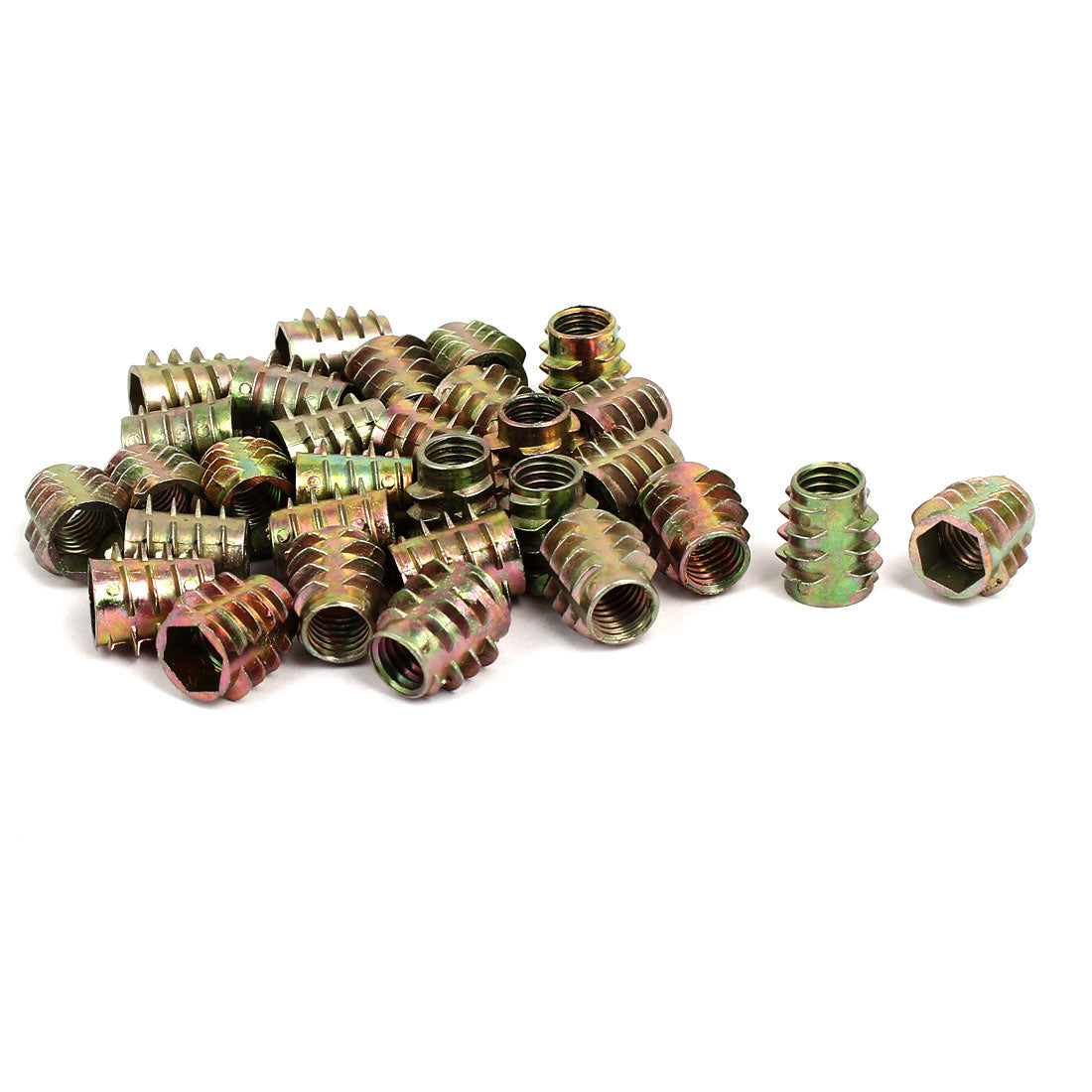 uxcell Uxcell M8x15mm Hex Socket Threaded Insert Nuts Bronze Tone 30pcs for Wood Furniture