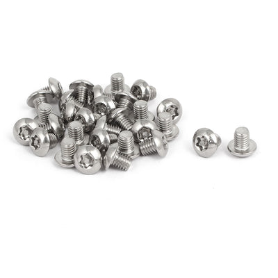 Harfington Uxcell M5x6mm 304 Stainless Steel Button Head Torx Security Tamper Proof Screws 30pcs