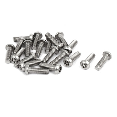 Harfington Uxcell M6x20mm 304 Stainless Steel Button Head Torx Security Tamper Proof Screws 20pcs