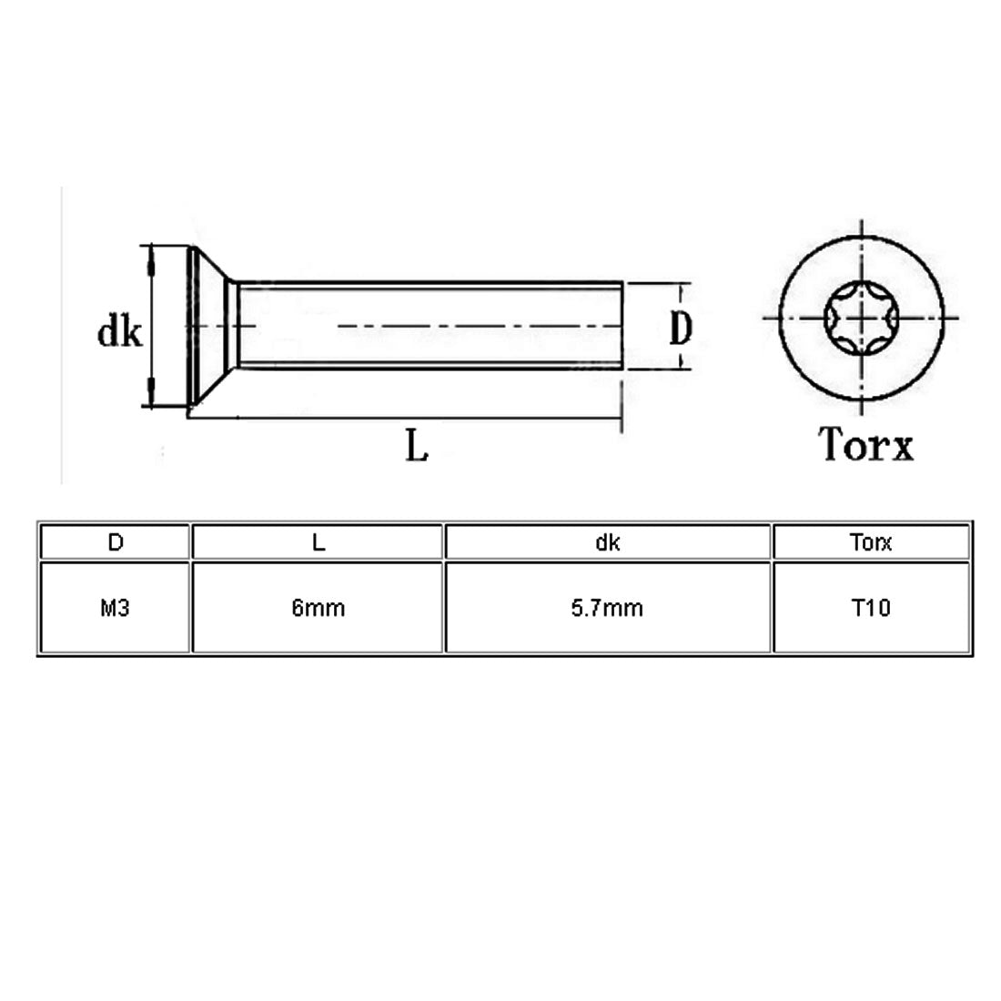 uxcell Uxcell Flat Head Torx Screws M3*6mm 304SUS 20pcs