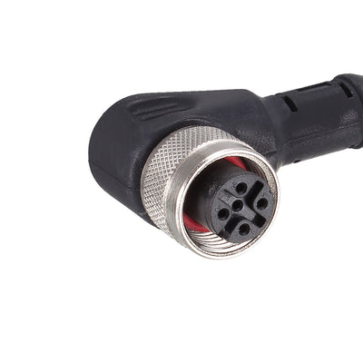 Harfington Uxcell M12 2M Female Right Angle 5 Pin Connector Aviation Socket Electrical Cable