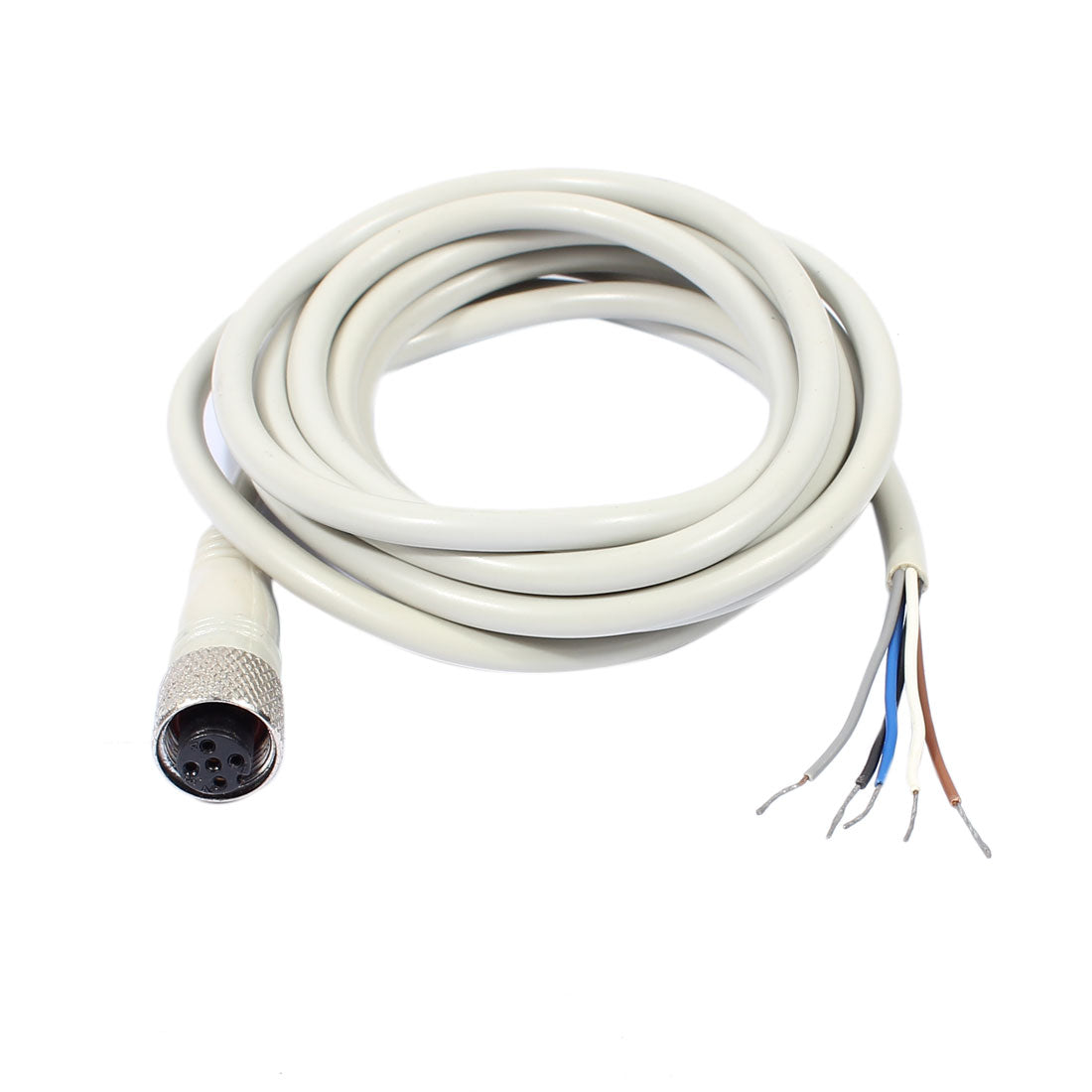 uxcell Uxcell M12 2m Female Straight Head 5 Pin Connector Aviation Socket Electrical Cable White