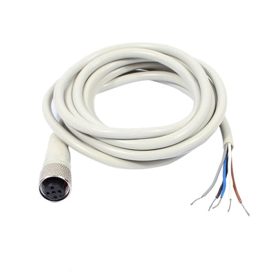 Harfington Uxcell M12 2m Female Straight Head 5 Pin Connector Aviation Socket Electrical Cable White