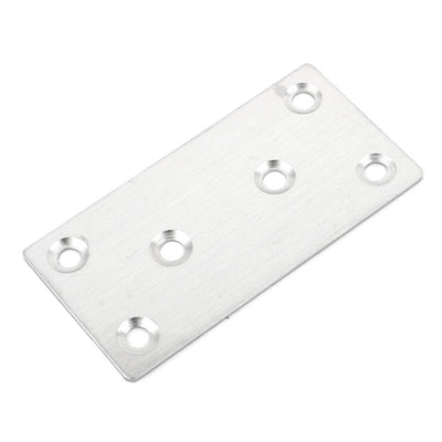 Harfington Uxcell Furniture Stainless Steel Rectangle Shape Flat Repair Fixing Plate Angle Bracket Silver Tone