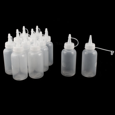 Harfington Uxcell Plastic Squeeze Bottle Measuring Storage Holder Clear White 100ml Capacity 12pcs