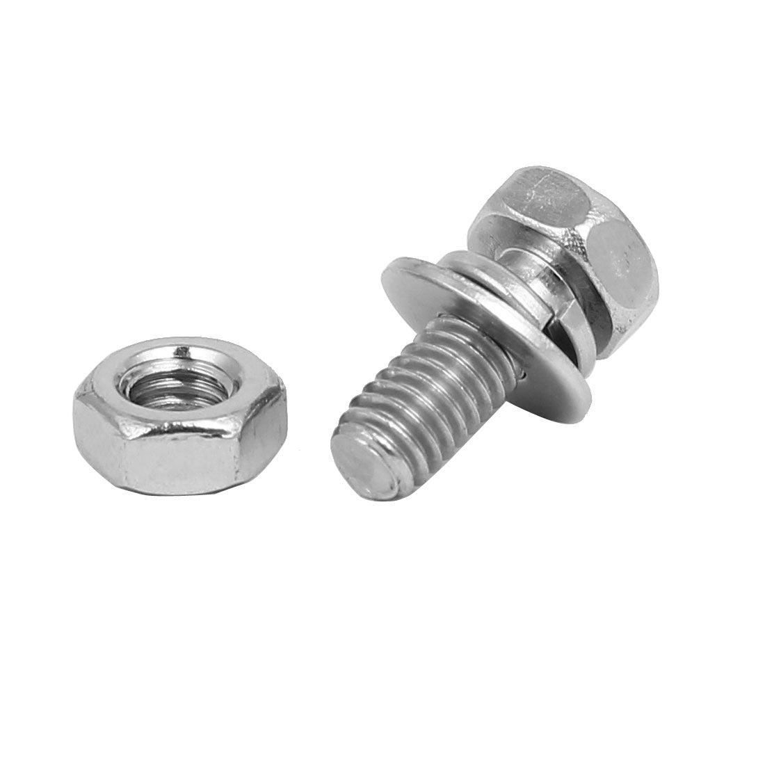 uxcell Uxcell M4 x 10mm 304 Stainless Steel Phillips Hex Head Bolts Nuts w Washers 15 Sets