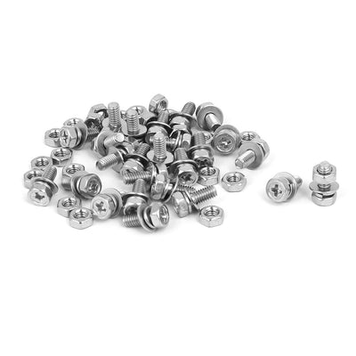 Harfington Uxcell M4 x 10mm 304 Stainless Steel Phillips Hex Head Bolts Nuts w Washers 25 Sets