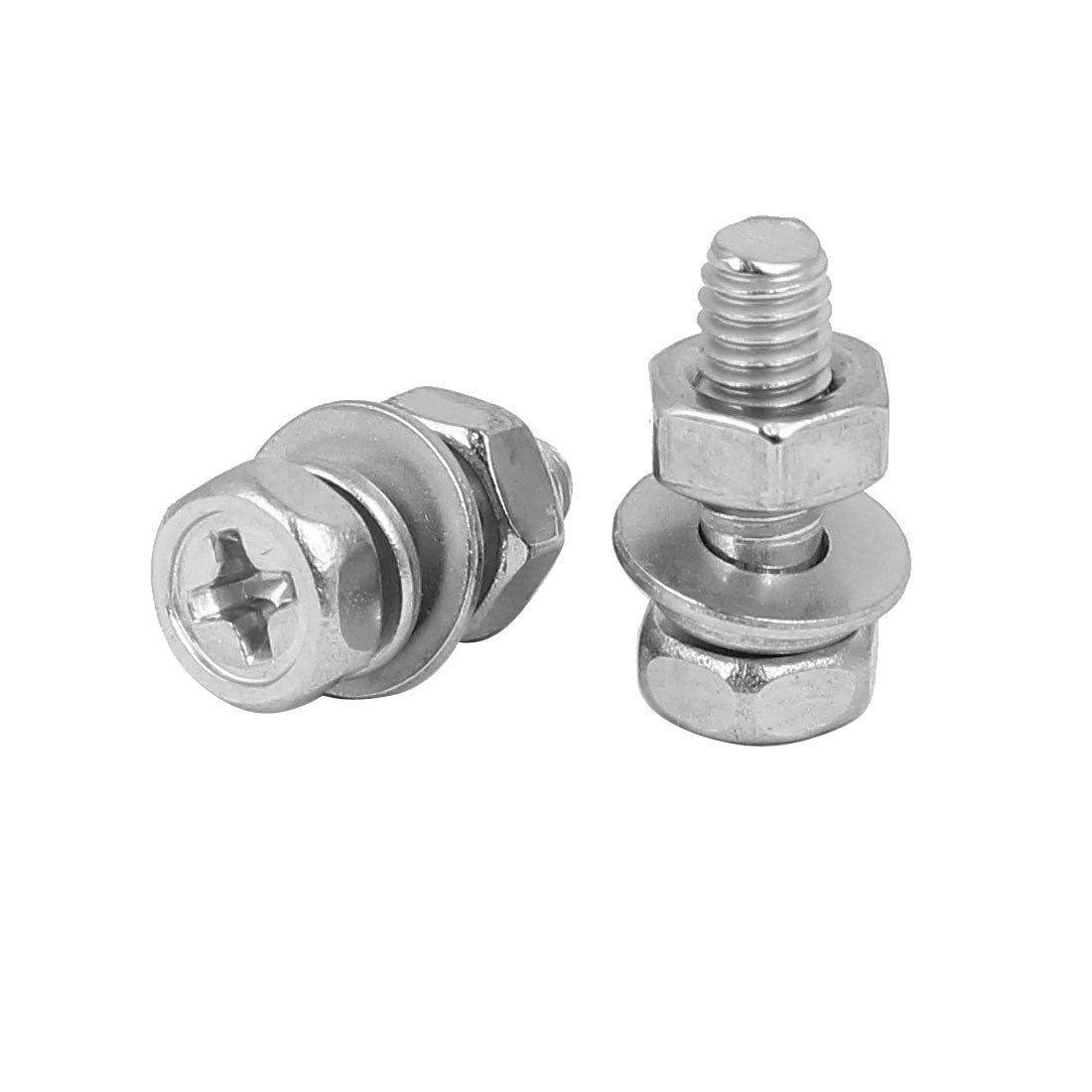 uxcell Uxcell M4 x 12mm 304 Stainless Steel Phillips Hex Head Bolts Nuts w Washers 15 Sets