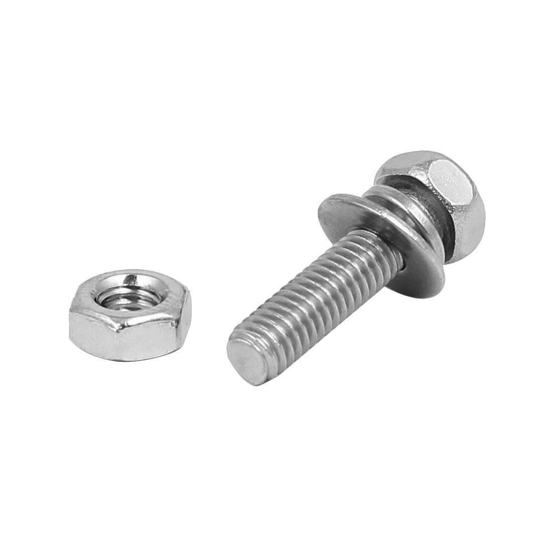 uxcell Uxcell M4 x 16mm 304 Stainless Steel Phillips Hex Head Bolts Nuts w Washers 20 Sets