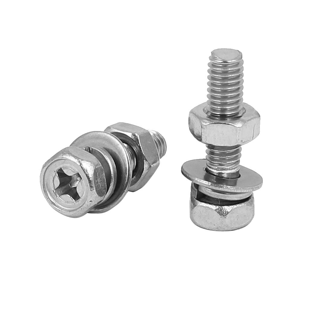 uxcell Uxcell M4 x 16mm 304 Stainless Steel Phillips Hex Head Bolts Nuts w Washers 20 Sets