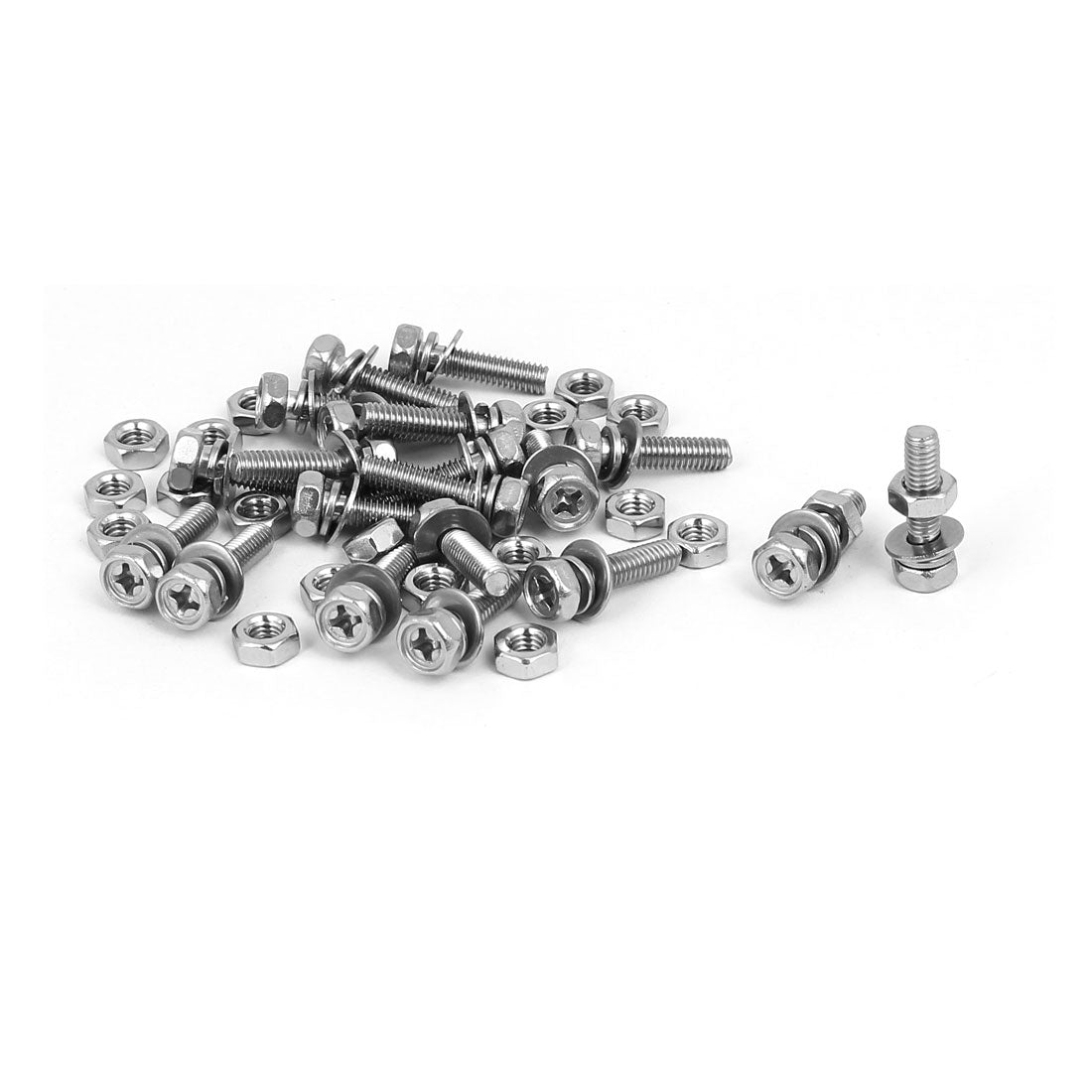 Uxcell M4 x 16mm 304 Stainless Steel Phillips Hex Head Bolts Nuts w ...