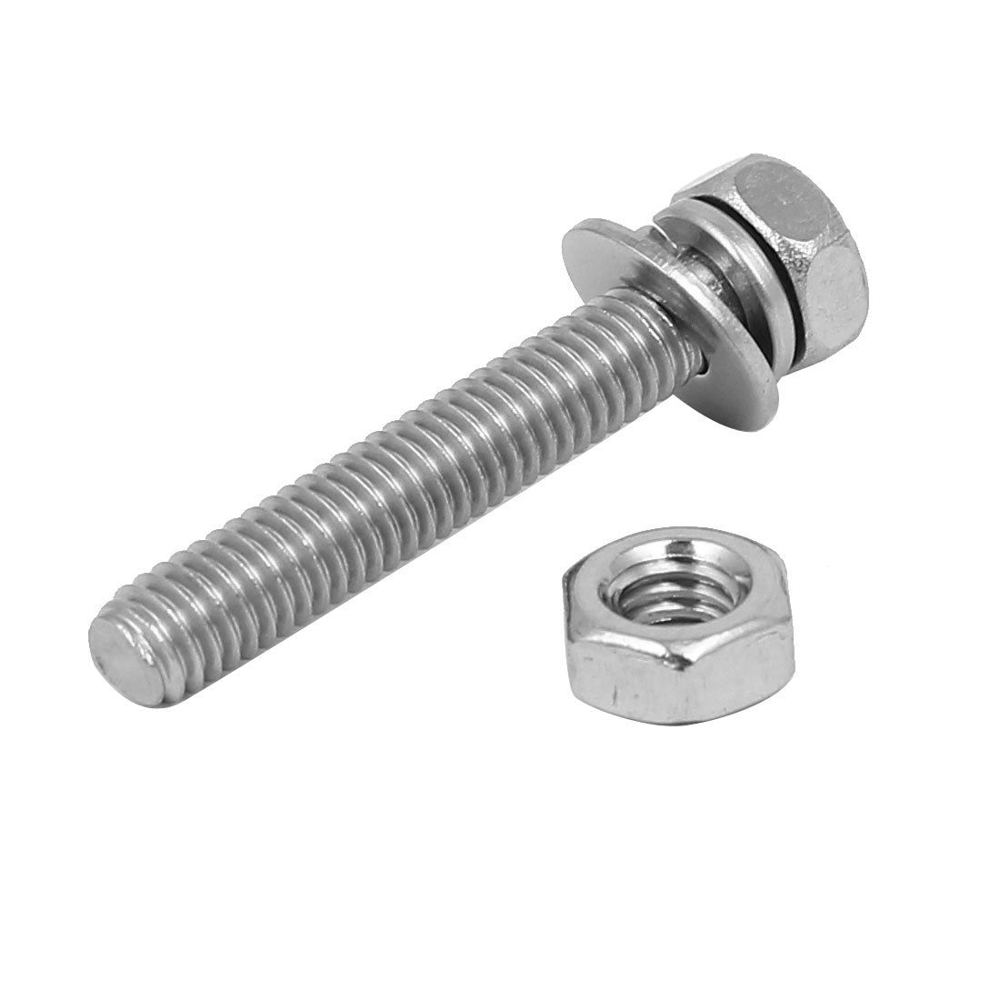 uxcell Uxcell M4 x 25mm 304 Stainless Steel Phillips Hex Head Bolts Nuts w Washers 20 Sets