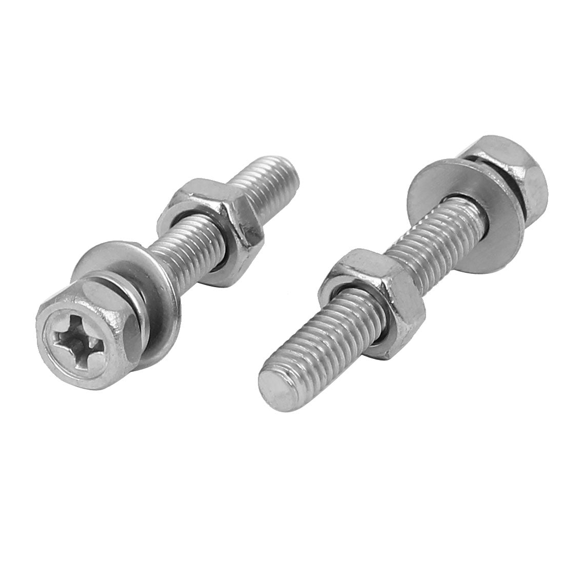 uxcell Uxcell M4 x 25mm 304 Stainless Steel Phillips Hex Head Bolts Nuts w Washers 20 Sets