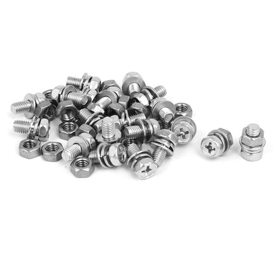 Harfington Uxcell M5 x 10mm 304 Stainless Steel Phillips Hex Head Bolts Nuts w Washers 20 Sets