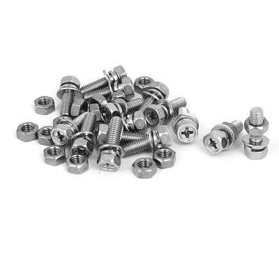 uxcell Uxcell M5 x 16mm 304 Stainless Steel Phillips Hex Head Bolts Nuts w Washers 15 Sets