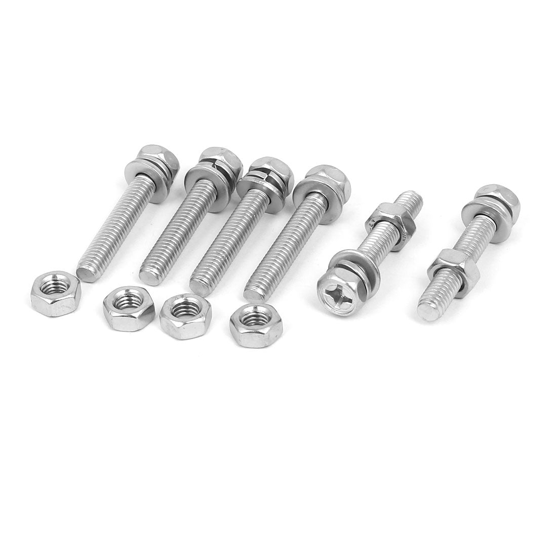 uxcell Uxcell M6 x 35mm 304 Stainless Steel Phillips Hex Head Bolts Nuts w Washers 6 Sets