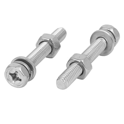 Harfington Uxcell M6 x 40mm 304 Stainless Steel Phillips Hex Head Bolts Nuts w Washers 5 Sets